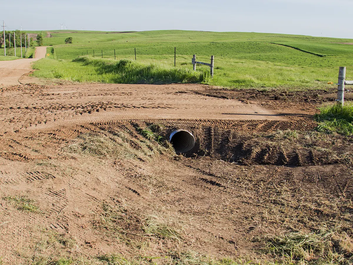 New culvert installed on a property road crossing